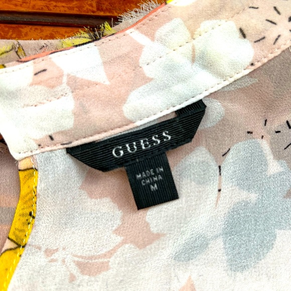 GUESS Baby pink Sheer Floral Embroidered Long Sleeve Blouse. Size M. - Picture 11 of 12